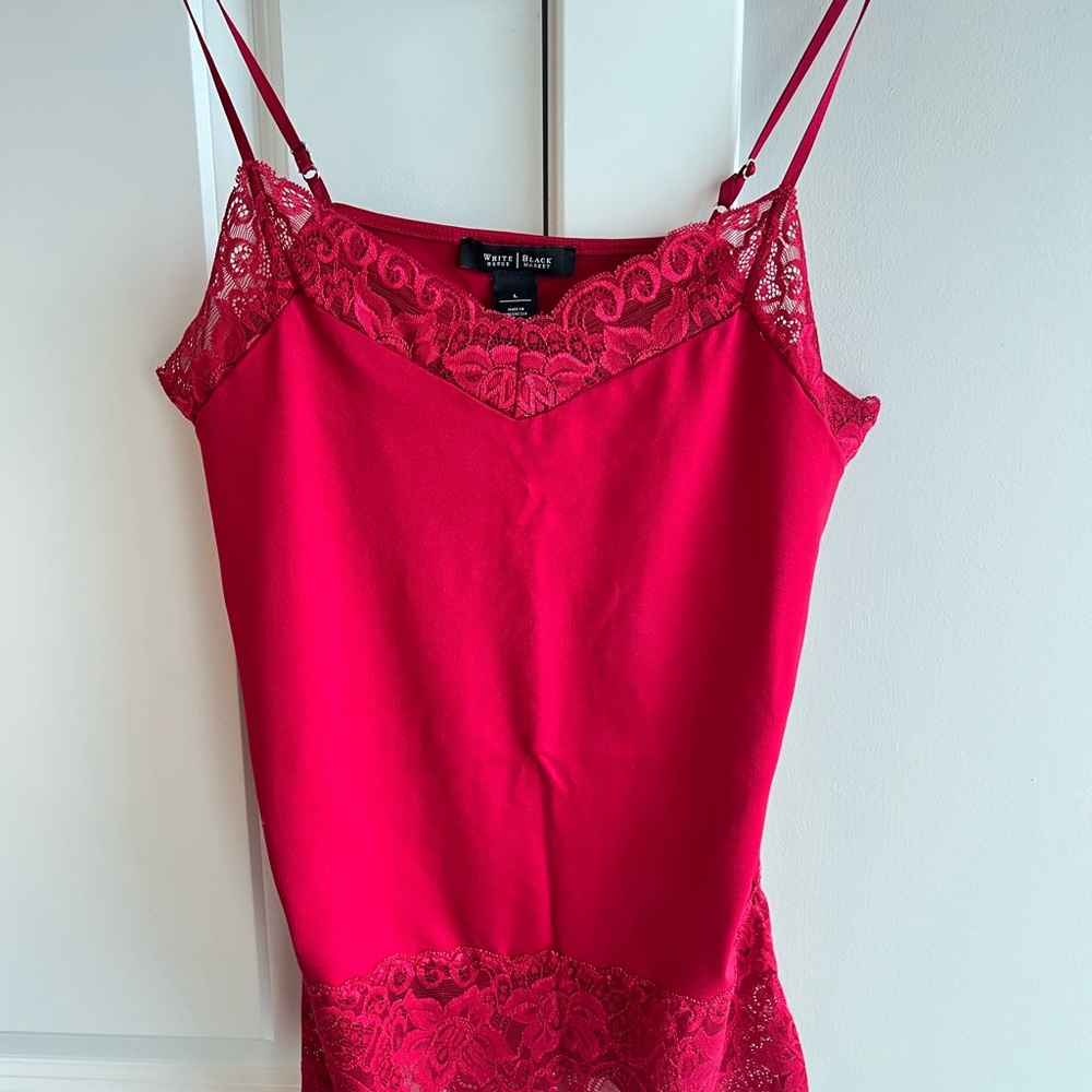 White House Black Market Fuchsia Lace Camisole
